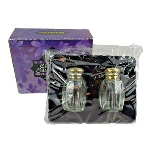 Bradford Crystal and Silver Plated Salt and Pepper Set 2 inch Tall New
